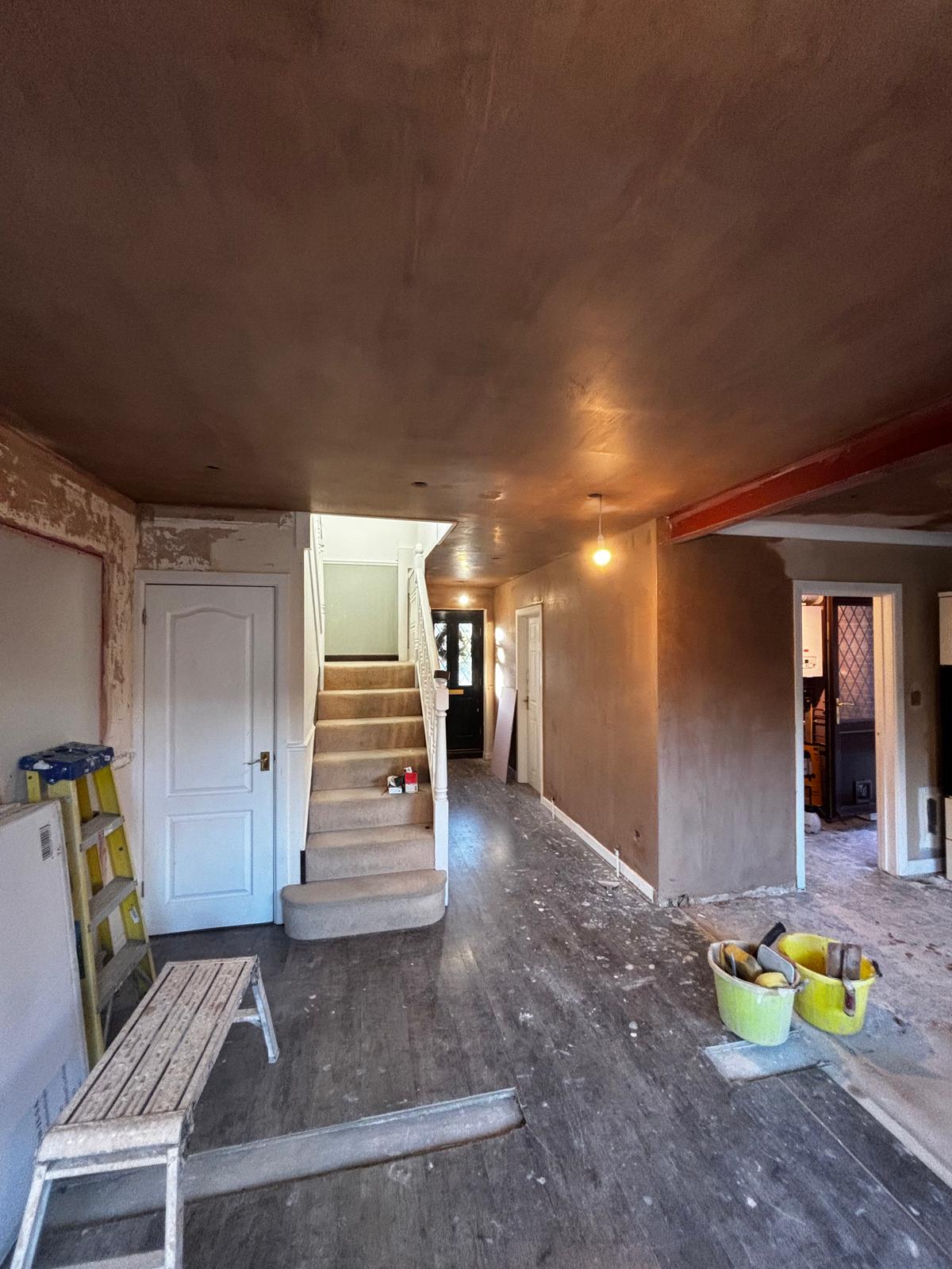 Open plan ceiling skim