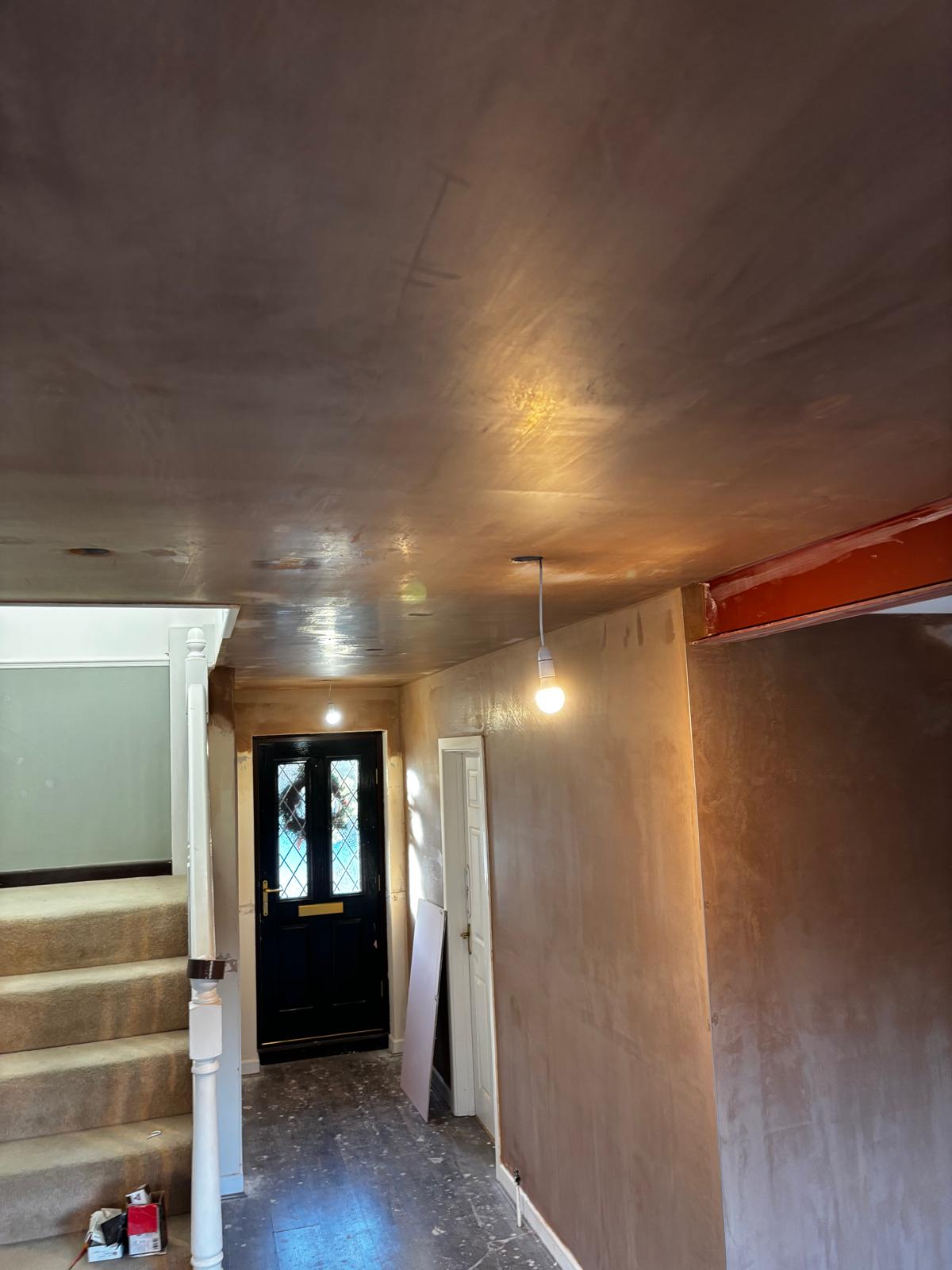Hallway ceiling skim